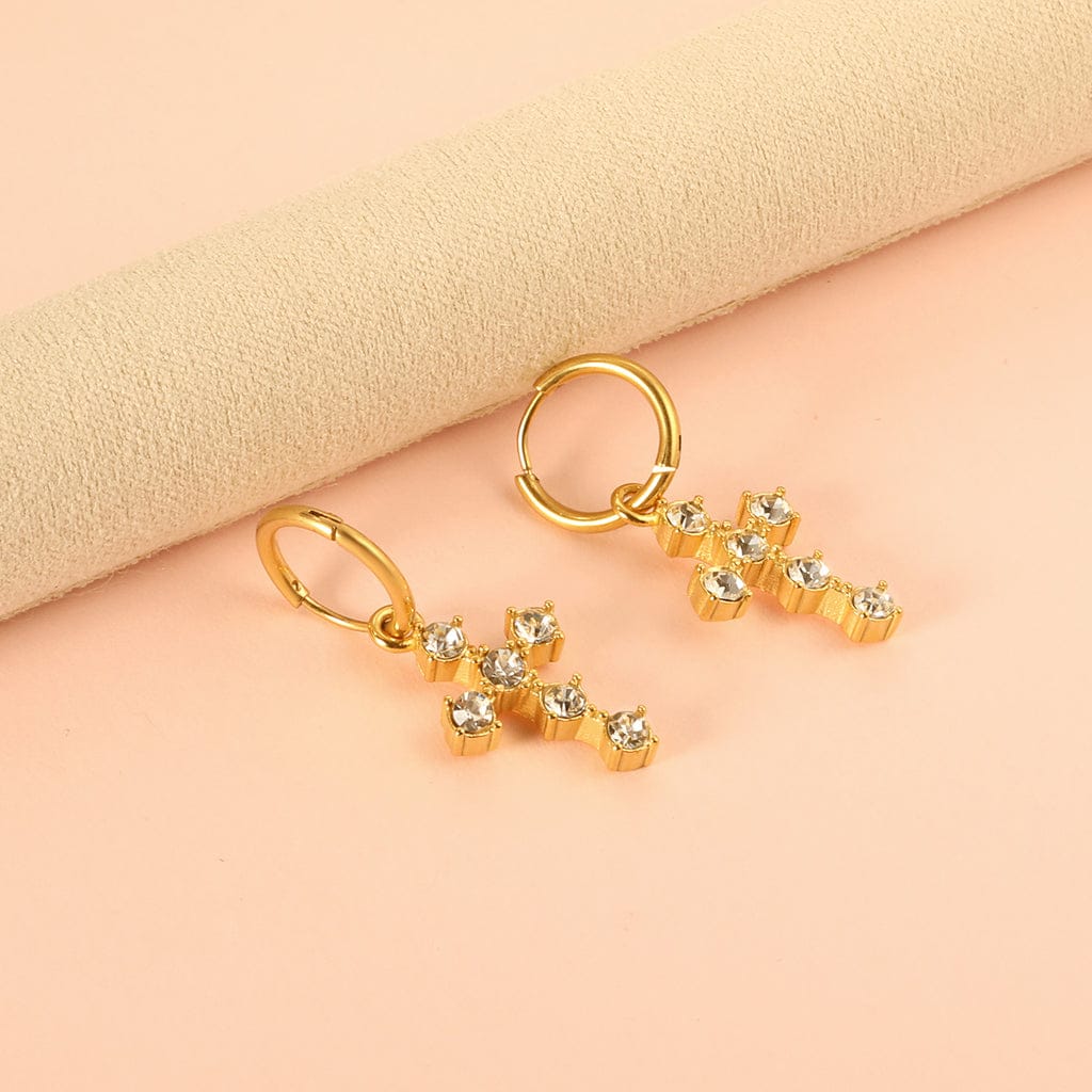 Crystal Crucifix Earrings