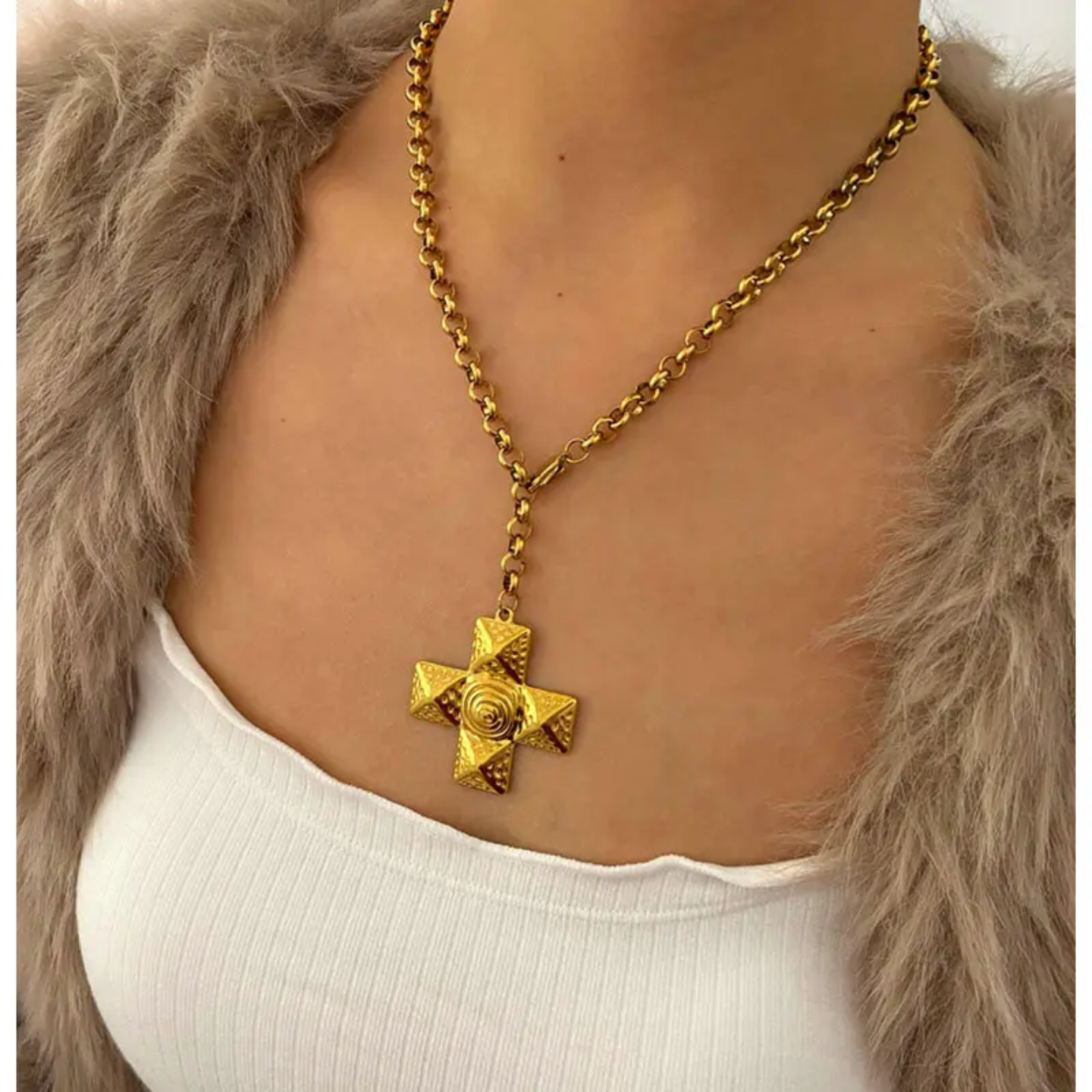 Vintage Statement Cross Necklace