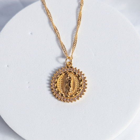 Crystal Virgin Mary Necklace