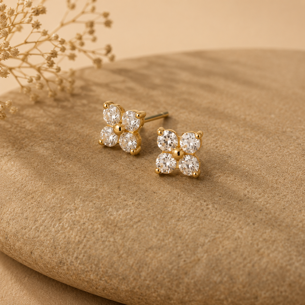 Clover Zirconia Studs