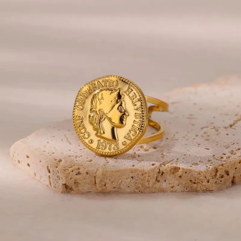 Greek Goddess Coin Adjustable Ring