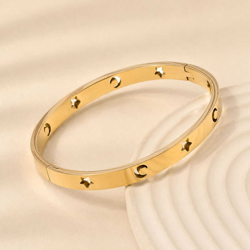 Star & Moon Pierced Bangle