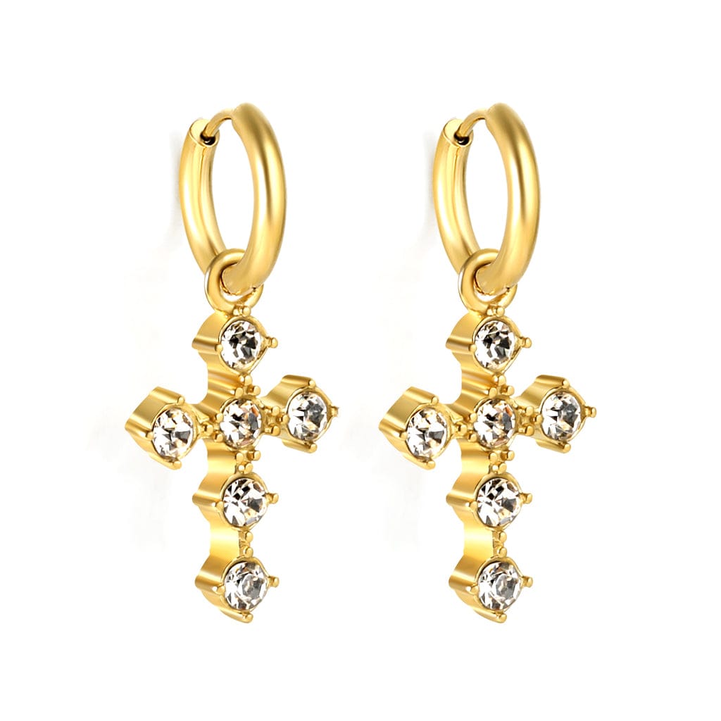 Crystal Crucifix Earrings