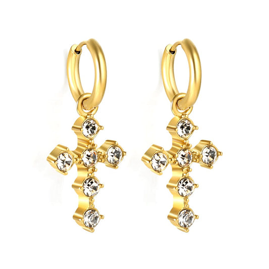 Crystal Crucifix Earrings