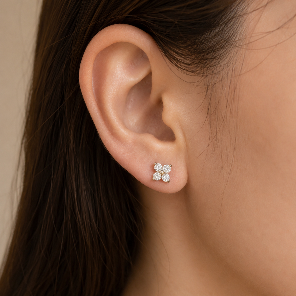 Clover Zirconia Studs
