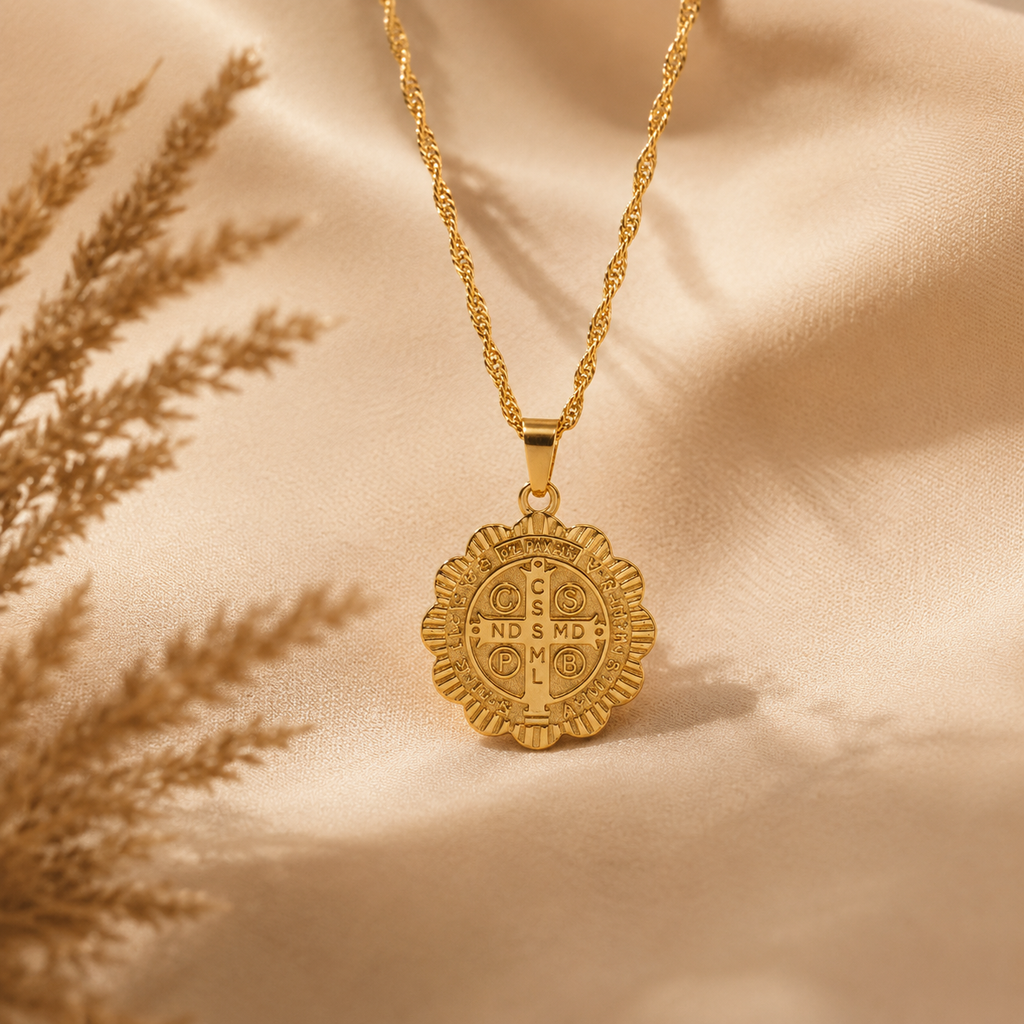 Gold St Benedict Necklace