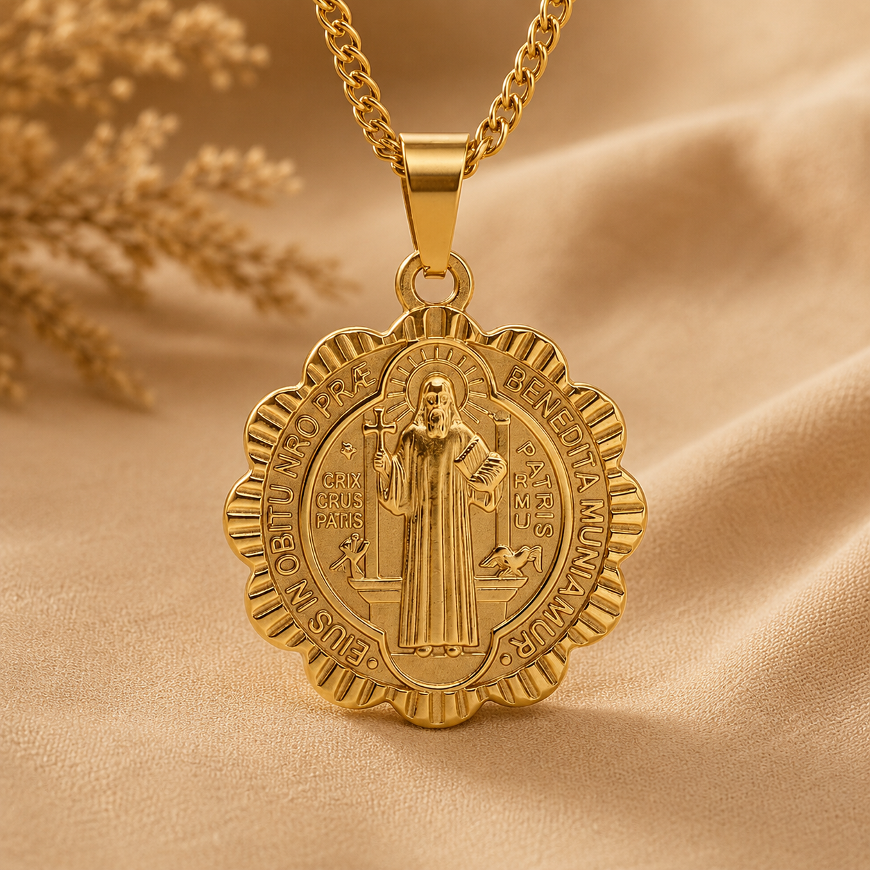 Gold St Benedict Necklace