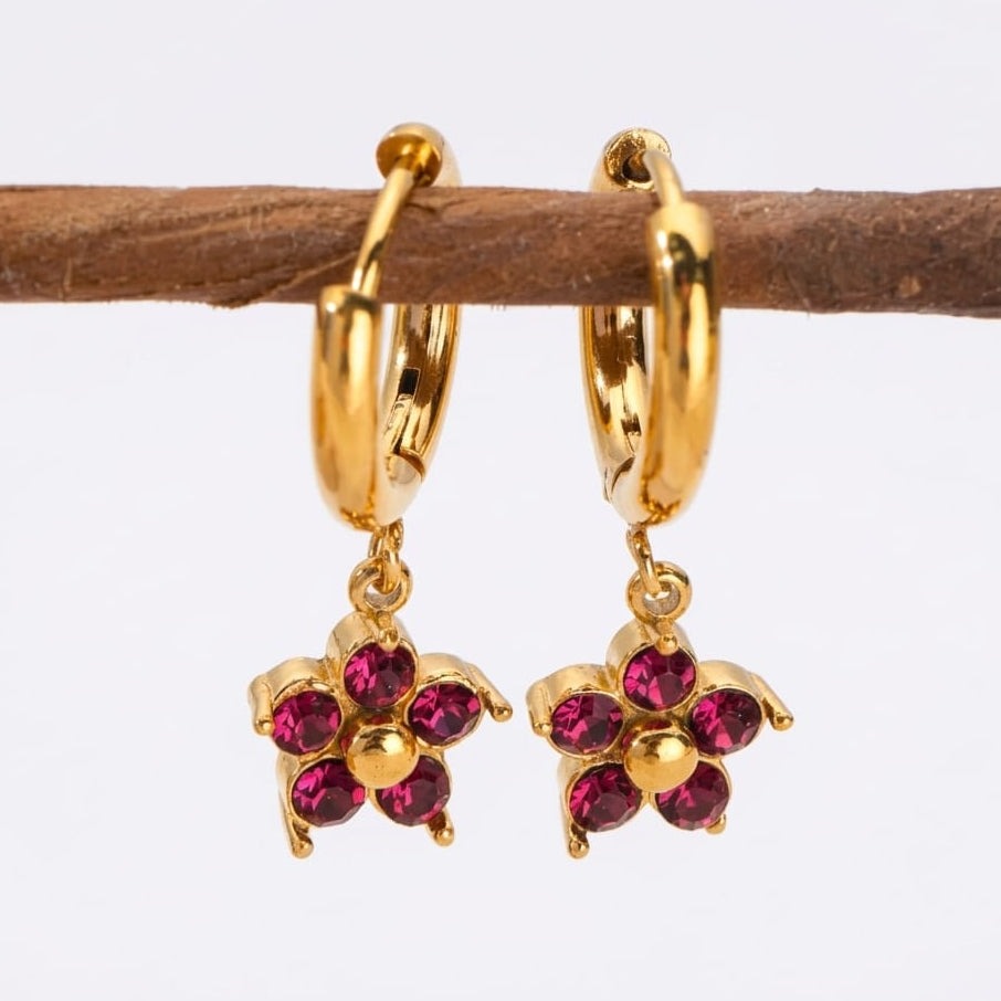 Crystal Flower Earrings (6 colours available)