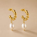 Twisted Pearl Hoops